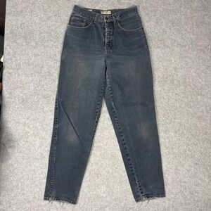 Generra Vintage High Waisted Mom Jeans Faded Black Button Fly Tapered Size 13/30